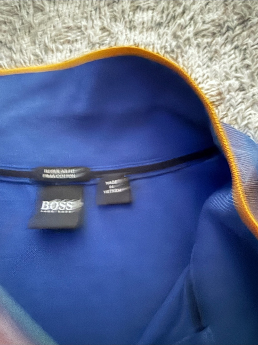 BOSS Royal Blue Polo with Yellow Collar Accent